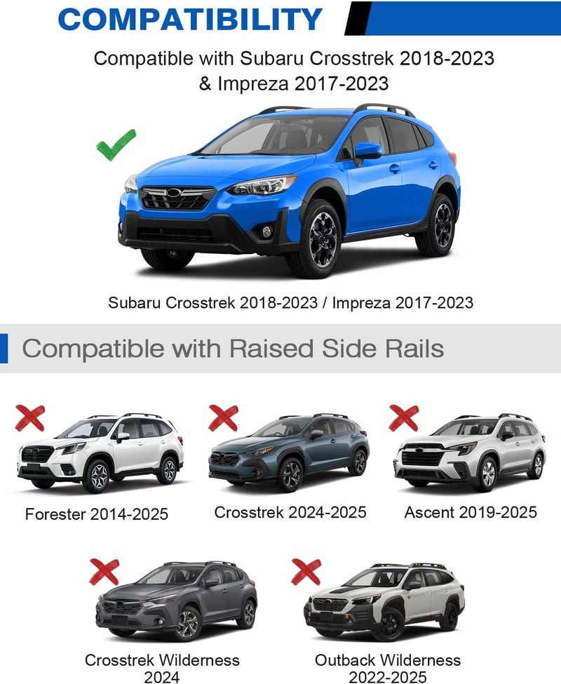 wonderdriver 300lbs Roof Rack Cross Bars Compatible with Subaru Crosstrek 2018-2023 & Impreza 2017-2023,Heavy Duty Aluminum Lockable Roof Rails Crossbars Rooftop Luggage - Image 2